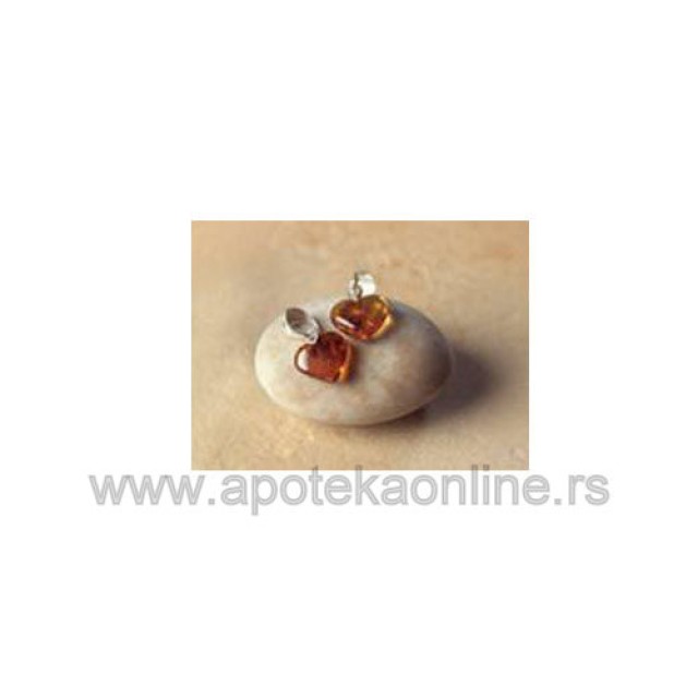 GRUNSPECHT PRIVEZAK ZA OGRLICU OD ĆILIBARA-SRCE, 1*1CM- BOJA MED